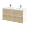 Tiger Reverse Meubelset 2x60 Cm Met 4 Lades Naturel Eik / Mat Wit Inclusief 2 Quadro Wastafels Hoogglans Wit -badkamer 123 559