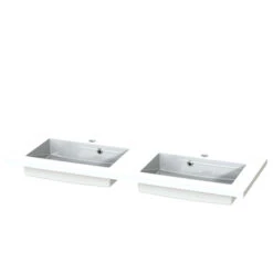 Tiger Reverse Meubelset 2x60 Cm Met 4 Lades Naturel Eik / Mat Wit Inclusief 2 Quadro Wastafels Hoogglans Wit -badkamer 123 562