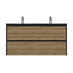 Tiger Reverse Meubelset 120 Cm Met 2 Lades Chalet Eik / Mat Zwart Inclusief Quadro Wastafel Dubbel Mat Zwart -badkamer 123 583