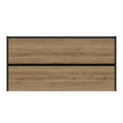 Tiger Reverse Meubelset 120 Cm Met 2 Lades Chalet Eik / Mat Zwart Inclusief Quadro Wastafel Dubbel Mat Zwart -badkamer 123 585
