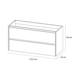 Tiger Reverse Meubelset 120 Cm Met 2 Lades Chalet Eik / Mat Zwart Inclusief Quadro Wastafel Dubbel Mat Zwart -badkamer 123 589