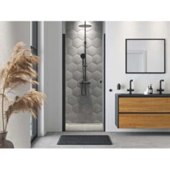 Tiger Reverse Meubelset 120 Cm Met 2 Lades Chalet Eik / Mat Zwart Inclusief Quadro Wastafel Dubbel Mat Zwart -badkamer 123 591