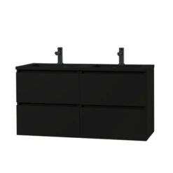 Tiger Karlo Badkamermeubel 120 Cm Mat Zwart Met Zwarte Wastafel