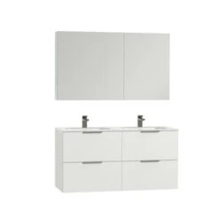 Tiger Badkamermeubel Studio 120cm Hoogglans Wit/matwit Met Platte RVS Greep -badkamer 123 689