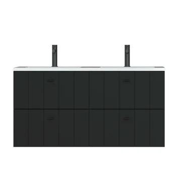 Tiger Maryport Badkamermeubelset 120 Cm Mat Zwart Met Wit Glanzende Polybeton Wastafel En Matzwarte Grepen 4 Tiger Maryport Badkamermeubelset 120 Cm Mat Zwart Met Wit Glanzende Polybeton Wastafel En Matzwarte Grepen - Afbeelding 2