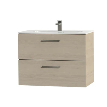 Tiger Badkamermeubel Studio 80cm Naturel Eik/wit Met Ronde RVS Greep 5 Tiger Badkamermeubel Studio 80cm Naturel Eik/wit Met Ronde RVS Greep - Afbeelding 3