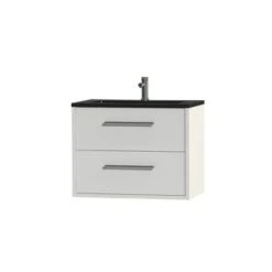 Tiger Badkamermeubel Boston 80cm Hoogglans Wit/matzwart Met Grepen Chroom -badkamer 123 719