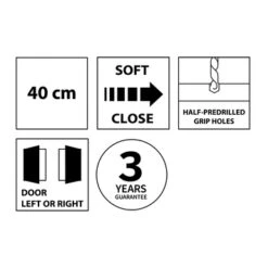 Tiger Maryport Hoge Kolomkast 40 Cm Mat Zwart Met Matzwarte Greep -badkamer 123 783