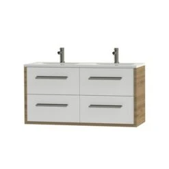 Tiger Badkamermeubel Boston 120cm Chalet Eik/wit Met Grepen RVS -badkamer 123 791