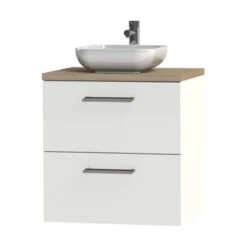 Tiger Badkamermeubel Studio 60cm Hoogglans Wit/witte Waskom Met Ronde Greep -badkamer 123 909