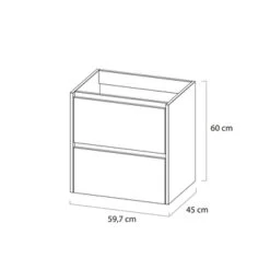 Tiger Reverse Meubelset 60 Cm Met 2 Lades Naturel Eik / Mat Wit Inclusief Quadro Wastafel Hoogglans Wit -badkamer 123 91