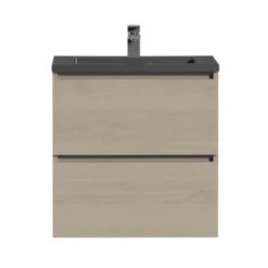 Tiger Karlo Badkamermeubel 60 Cm Naturel Eiken Met Wastafel Zwart -badkamer 123 993